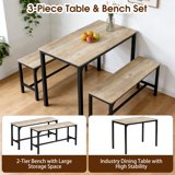 edx Dining Table Set for 4 with 2 Benches, Space-Saving Ideal 4-Person Set Kitchen Table for Daily Meals, Brunches, Workspace