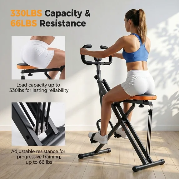 EDX Deep Squat Machine for Home, 330 lbs Capacity, 66 lbs Adjustable Resistance, Full Body Workout Rower, Foldable Design