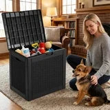 edx 31 Gallon Outdoor Storage Deck Box, Waterproof Resin Patio Storage Bin for Cushions & Tools, Lockable UV Resistant, Black