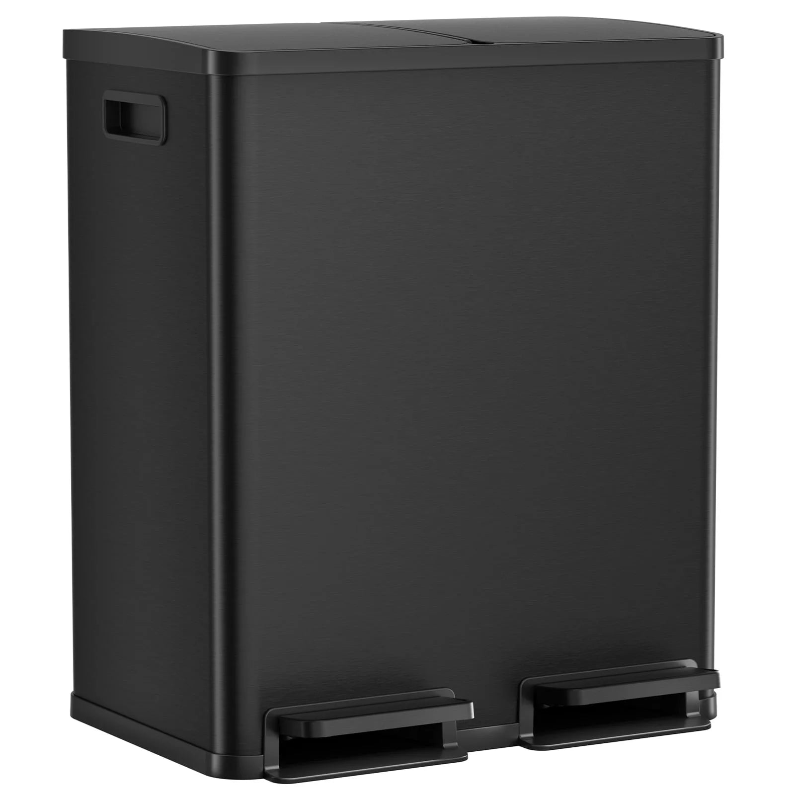 EDX 2 x 8.3 Gallon Dual Garbage Recycle Trash Can with Lid, Inner Buckets for Kitchen, Stainless Steel