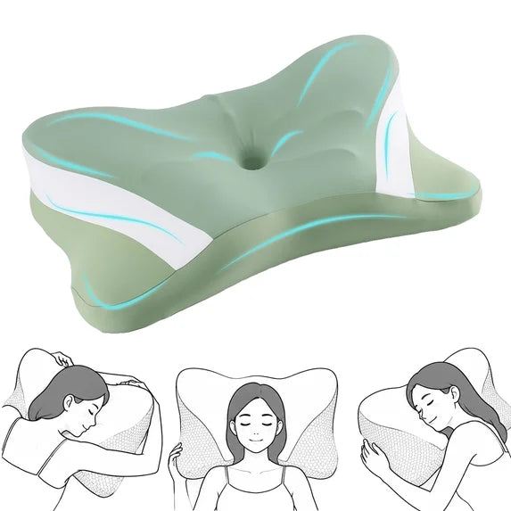 edx Ergonomic Cervical Pillow for Pain Relief Sleeping, Contour Orthopedic Bed Pillow for Back Stomach Sleepers