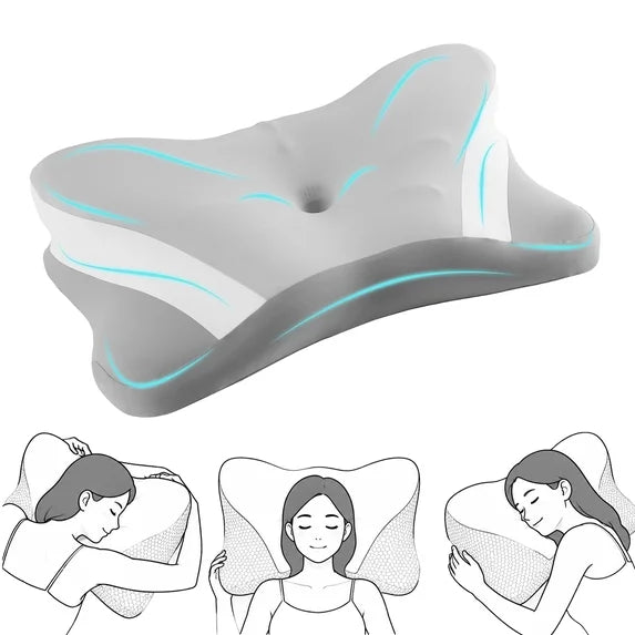 edx Ergonomic Cervical Pillow for Pain Relief Sleeping, Contour Orthopedic Bed Pillow for Back Stomach Sleepers