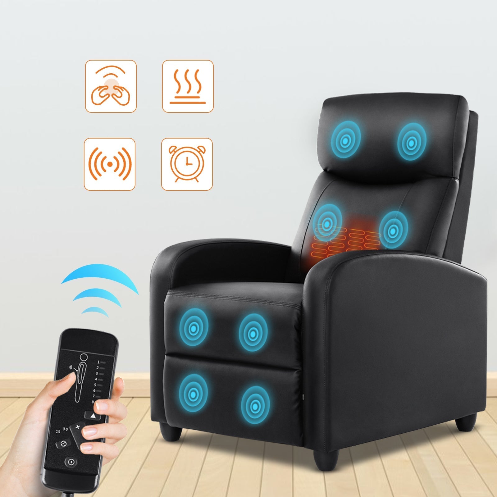 edx Manual Recliner Chair Winback Single Sofa,Massage and Heating,Casual Chair For Living Room