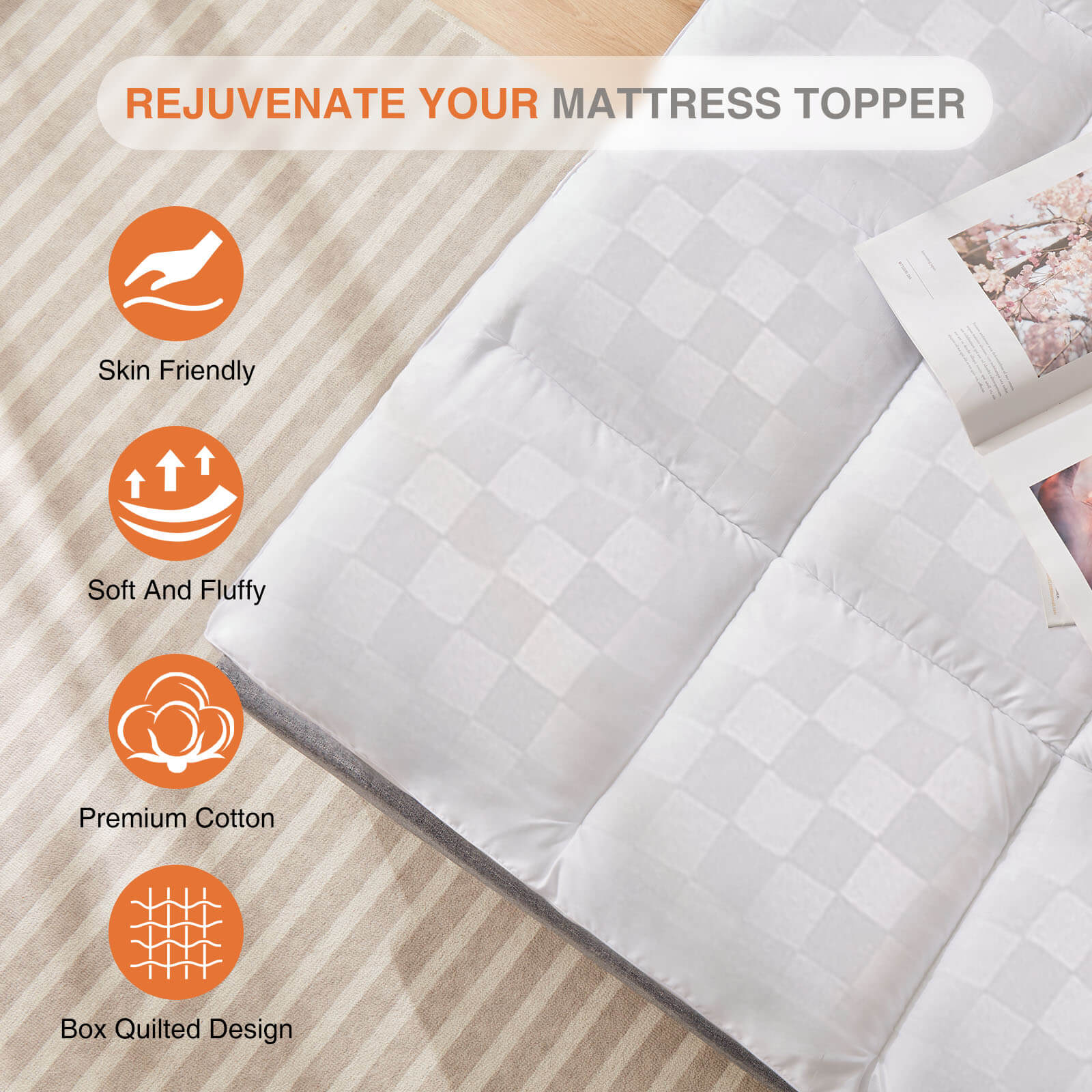 edx Mattress Topper Twin, Extra Thick Bed Topper for Hot Sleepers