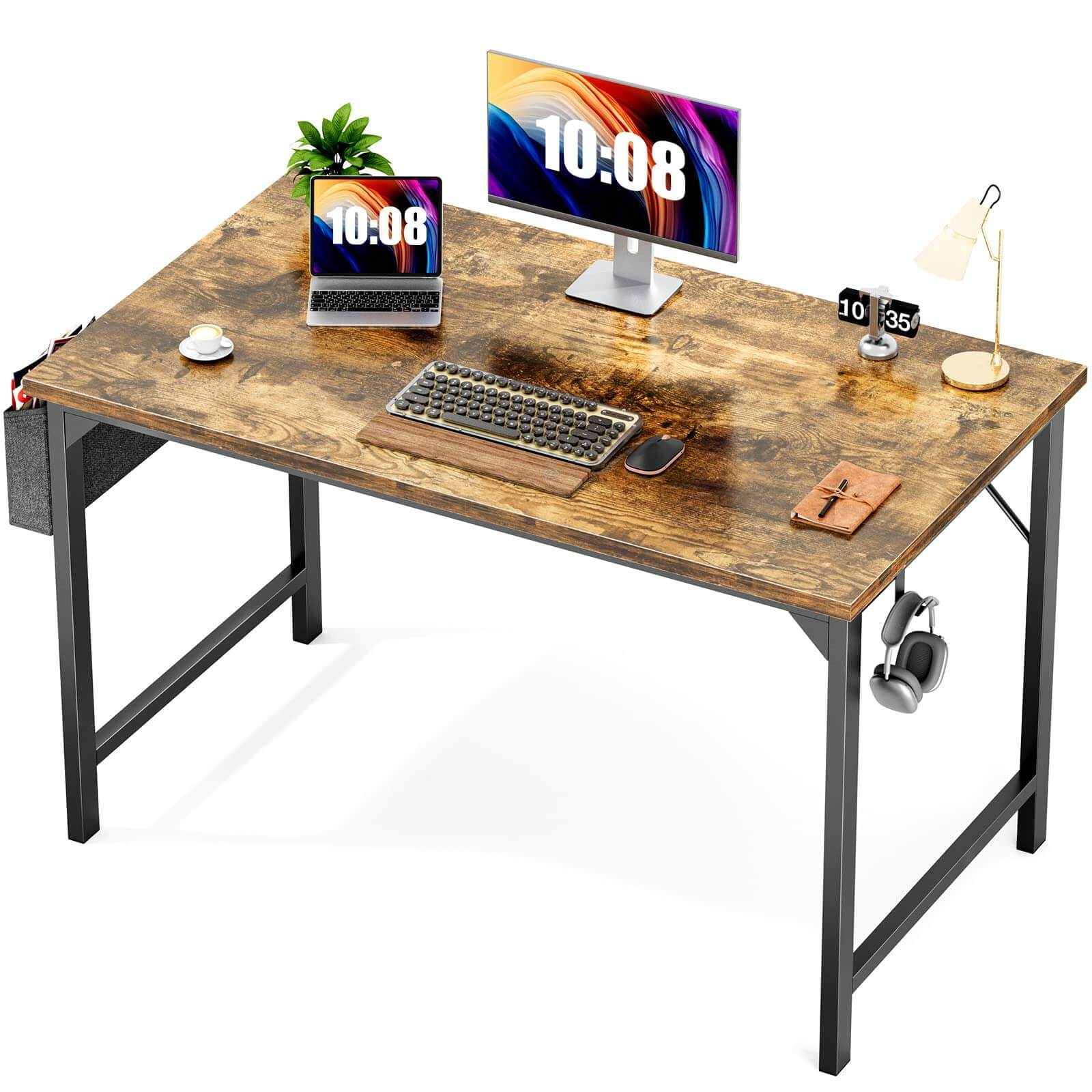 edx Modern Simple Style Wooden Work Office Desks with Storage Bag and Iron Hook