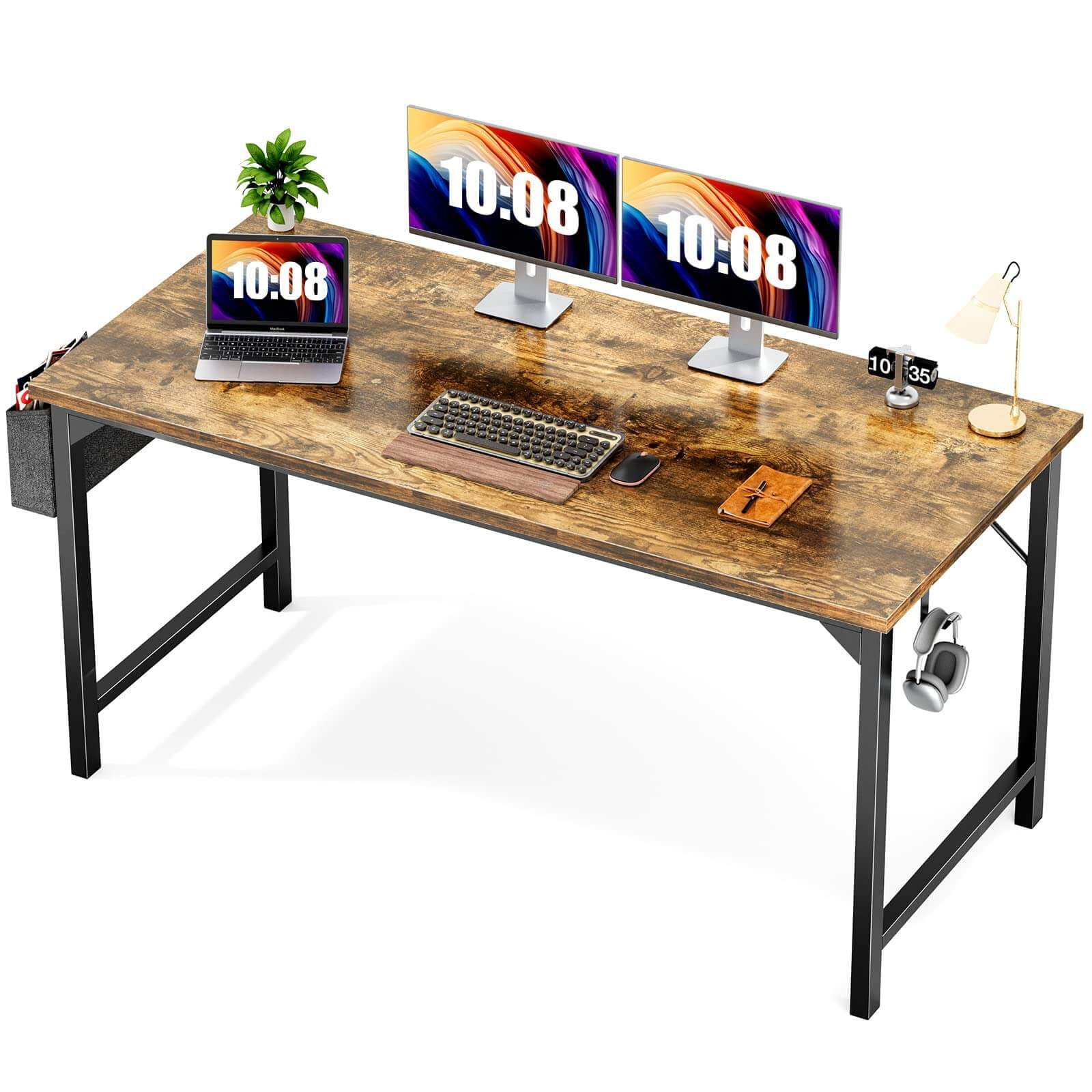 edx Modern Simple Style Wooden Work Office Desks with Storage Bag and Iron Hook