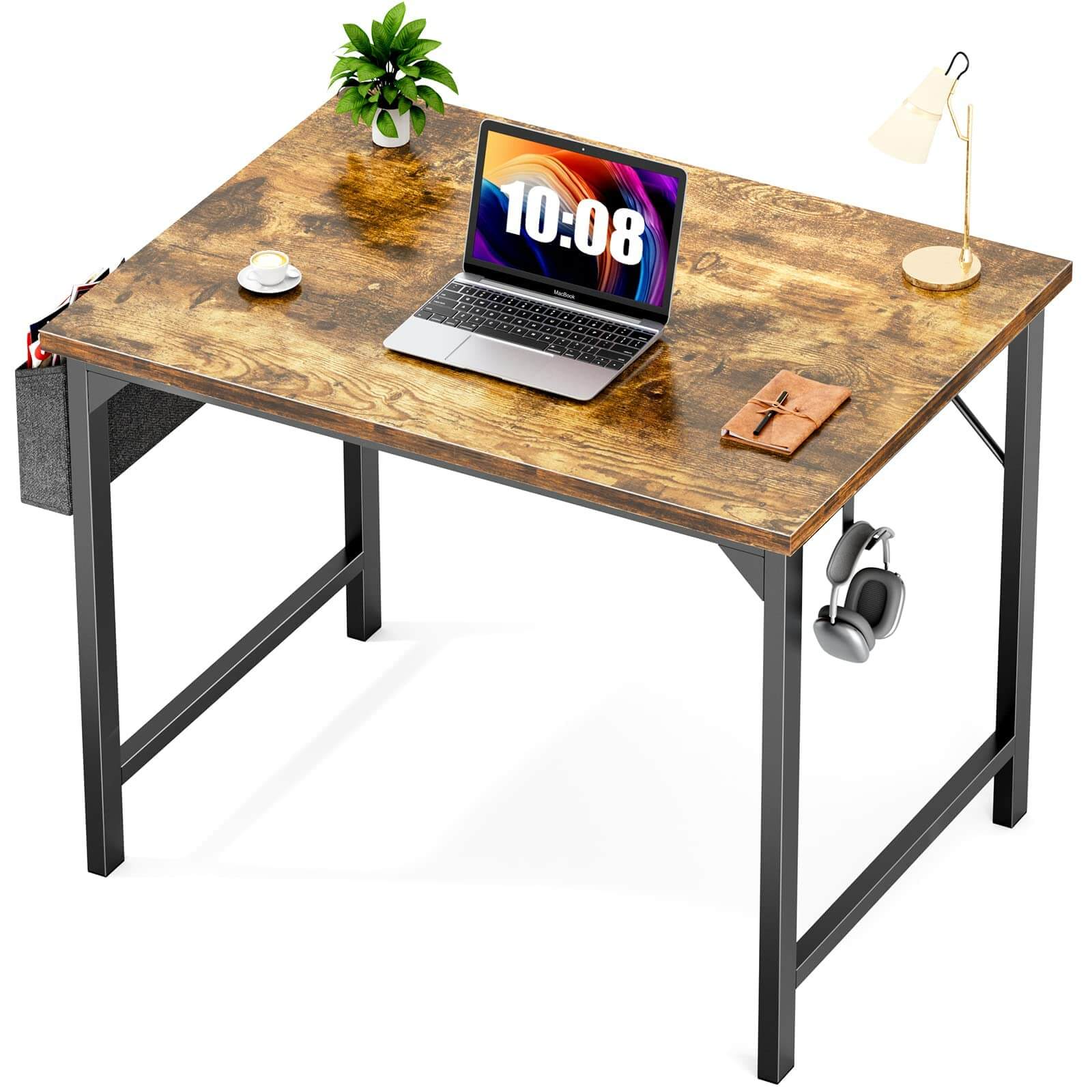 edx Modern Simple Style Wooden Work Office Desks with Storage Bag and Iron Hook