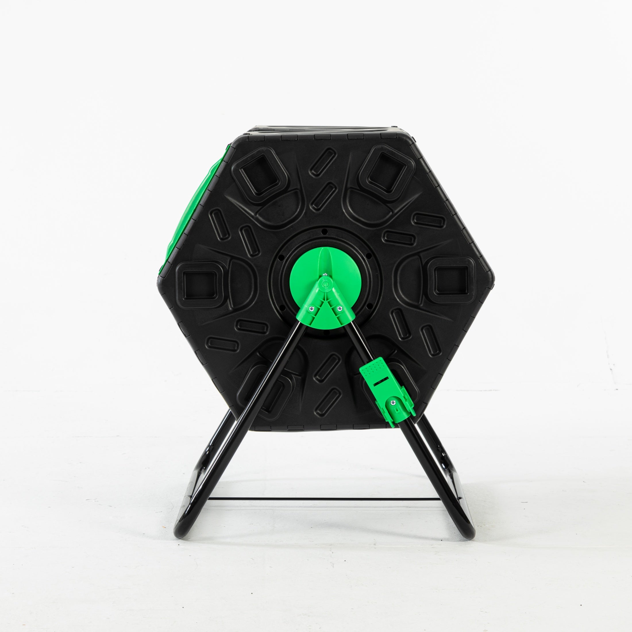 edx 37Gal Outdoor Composter Bin with Dual Chambers Tumbler, Sliding Doors, Black