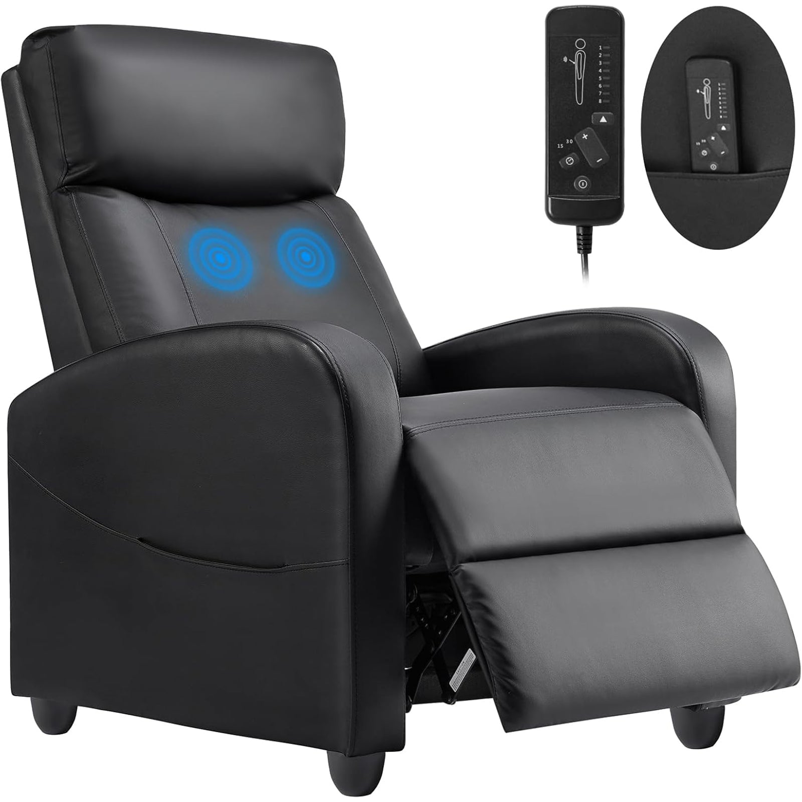 ZUNMOS Manual Recliner Chair Winback Single Sofa,Massage and Heating,Casual Chair For Living Room