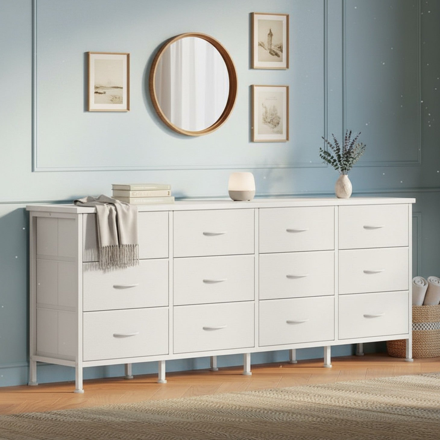 edx 12 Drawer Dresser for Bedroom, 70.9" Fabric Chest, TV Stand for 65, 80 inch TV, Wide Storage Organizer for Closet, Hallway & Living Room