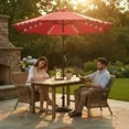 edx 10' Outdoor Patio Umbrella with Solar Led Lights, Outdoor Table Umbrella, Yard Umbrella, Market Umbrella with 8 Sturdy Ribs, Push Button Tilt and Crank