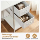 EDX Computer Desk with 2 Drawers 47 Inch PC Table Study Writing Desk with Storage Shelf Headphone Hook, Simple Style Small Desk for Home, White