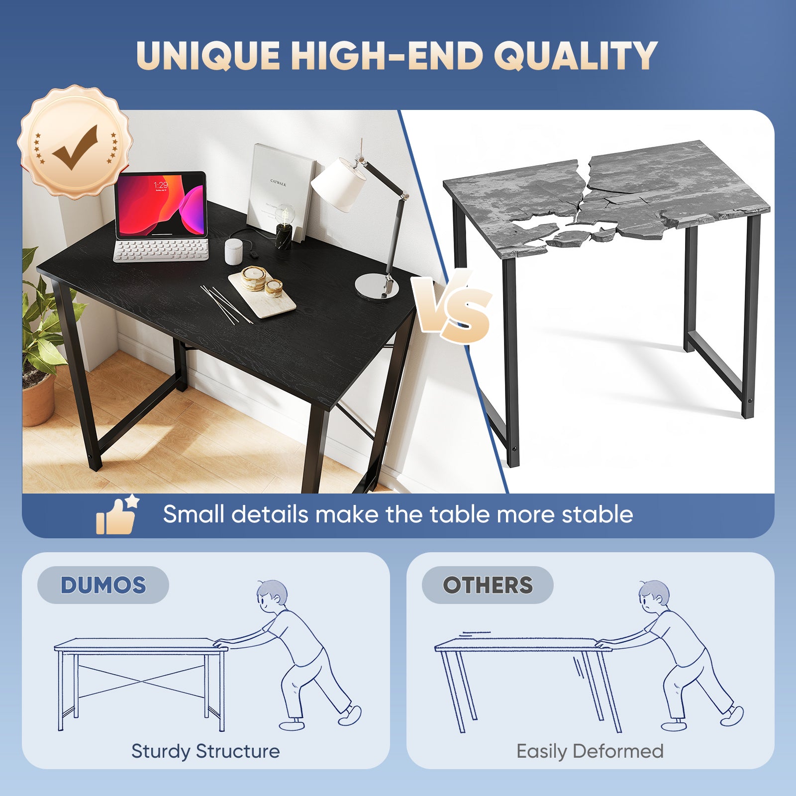 edx Computer Desk for Home Office, Office Table for Small Spaces, Writing Desk
