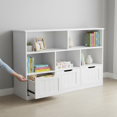 edx Bookshelf with 3 Drawers and 5 Open Compartments, Display Storage Bookcase for Home, Office, White