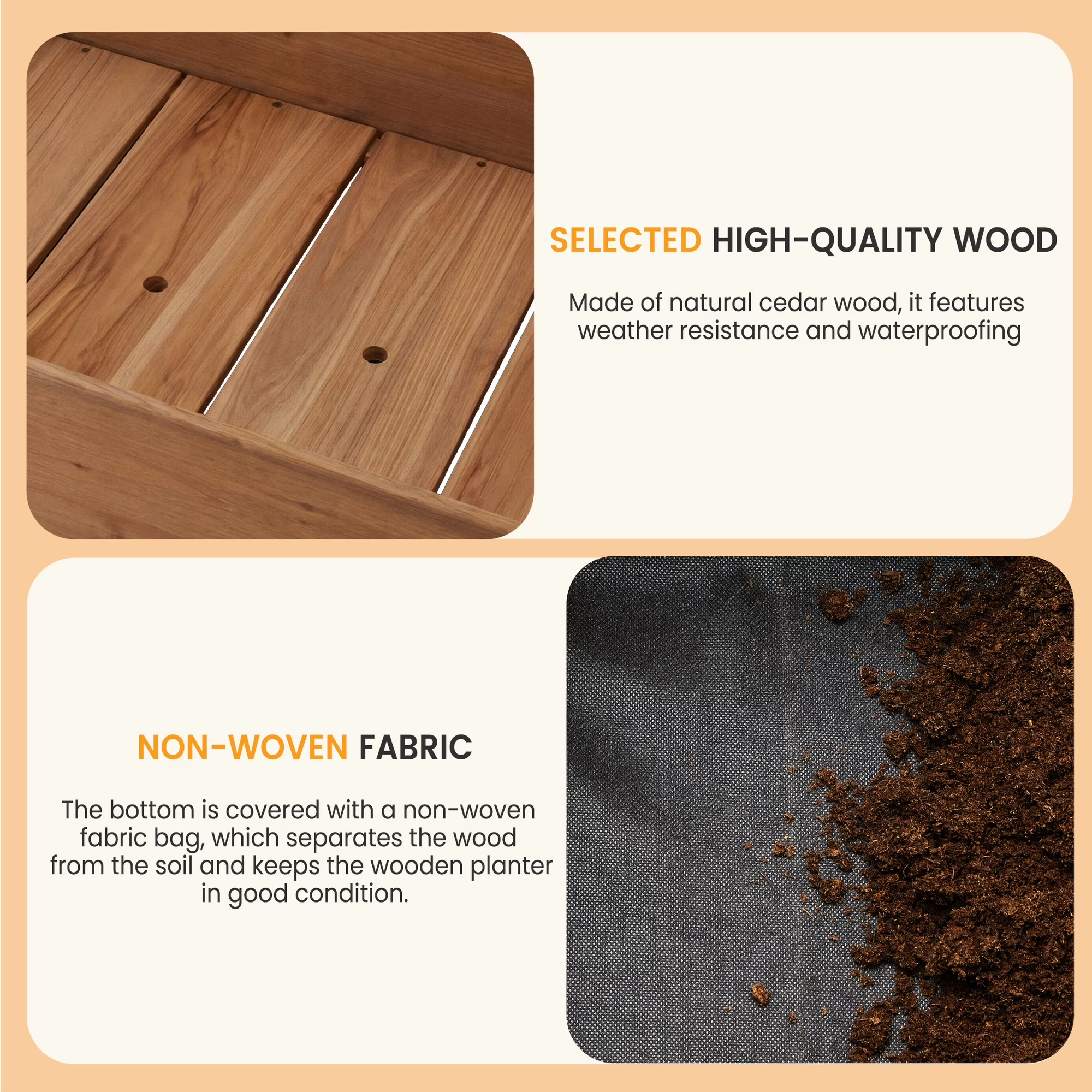 EDX Wooden Raised Garden Bed, Outdoor Planter Box Kit for Vegetables, Flowers and Herbs