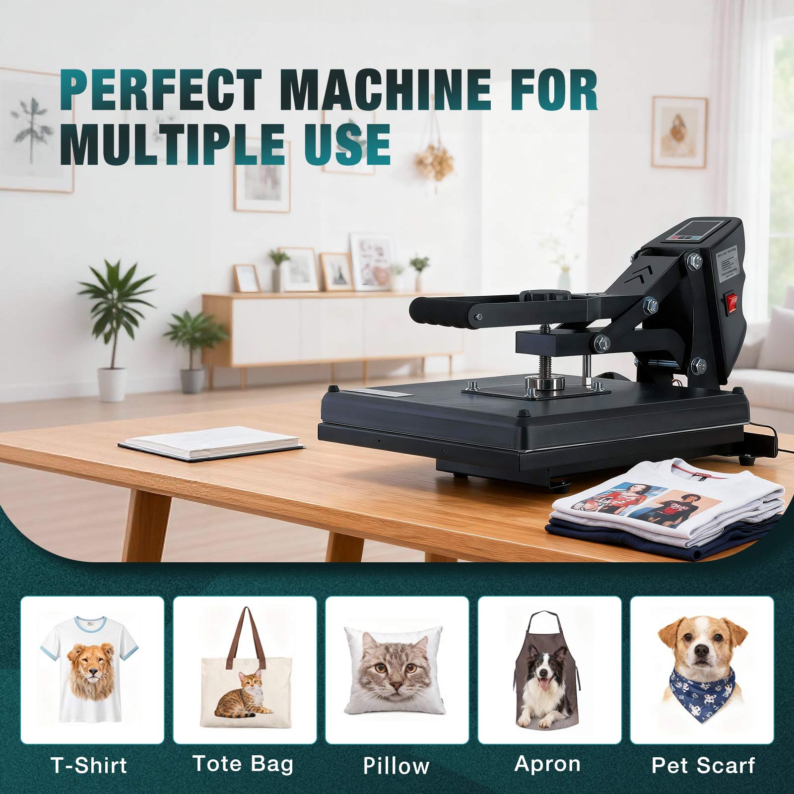 edx Heat Transfer Press, 1200W Power, 15x15-inch T-shirt Heat Transfer Equipment, Featuring LCD Display and Memory Mode