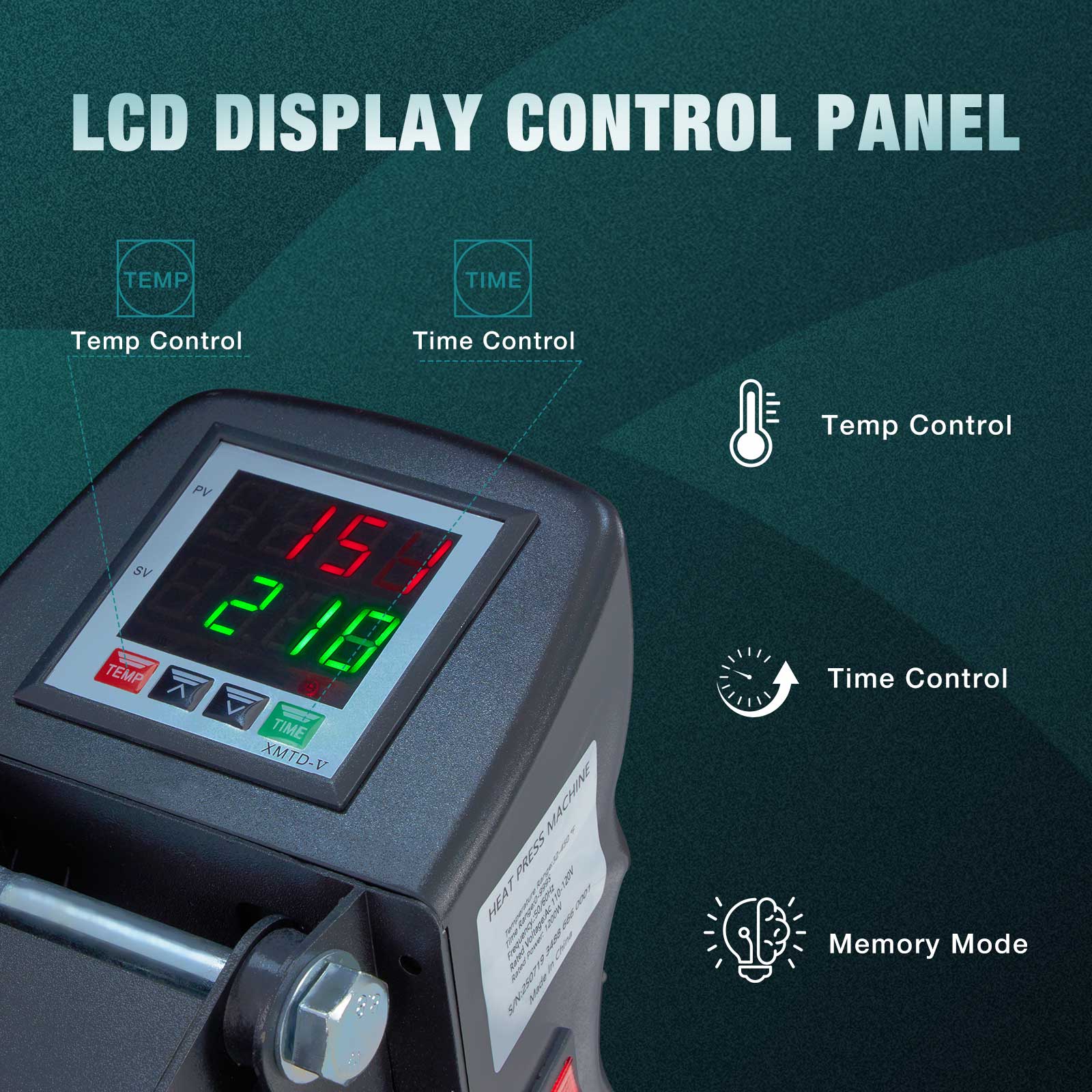 edx Heat Transfer Press, 1200W Power, 15x15-inch T-shirt Heat Transfer Equipment, Featuring LCD Display and Memory Mode