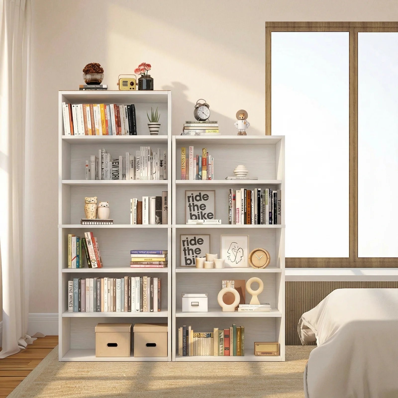 EDX 5 Tier Bookcase Storage, 53 Inch Large Tall Floor Standing Open Bookshelf for Home Office, Living Room, and Bedroom