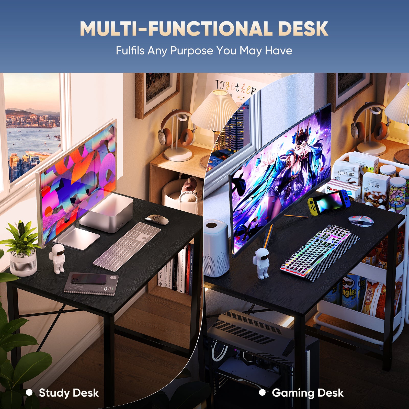 edx Computer Desk for Home Office, Office Table for Small Spaces, Writing Desk