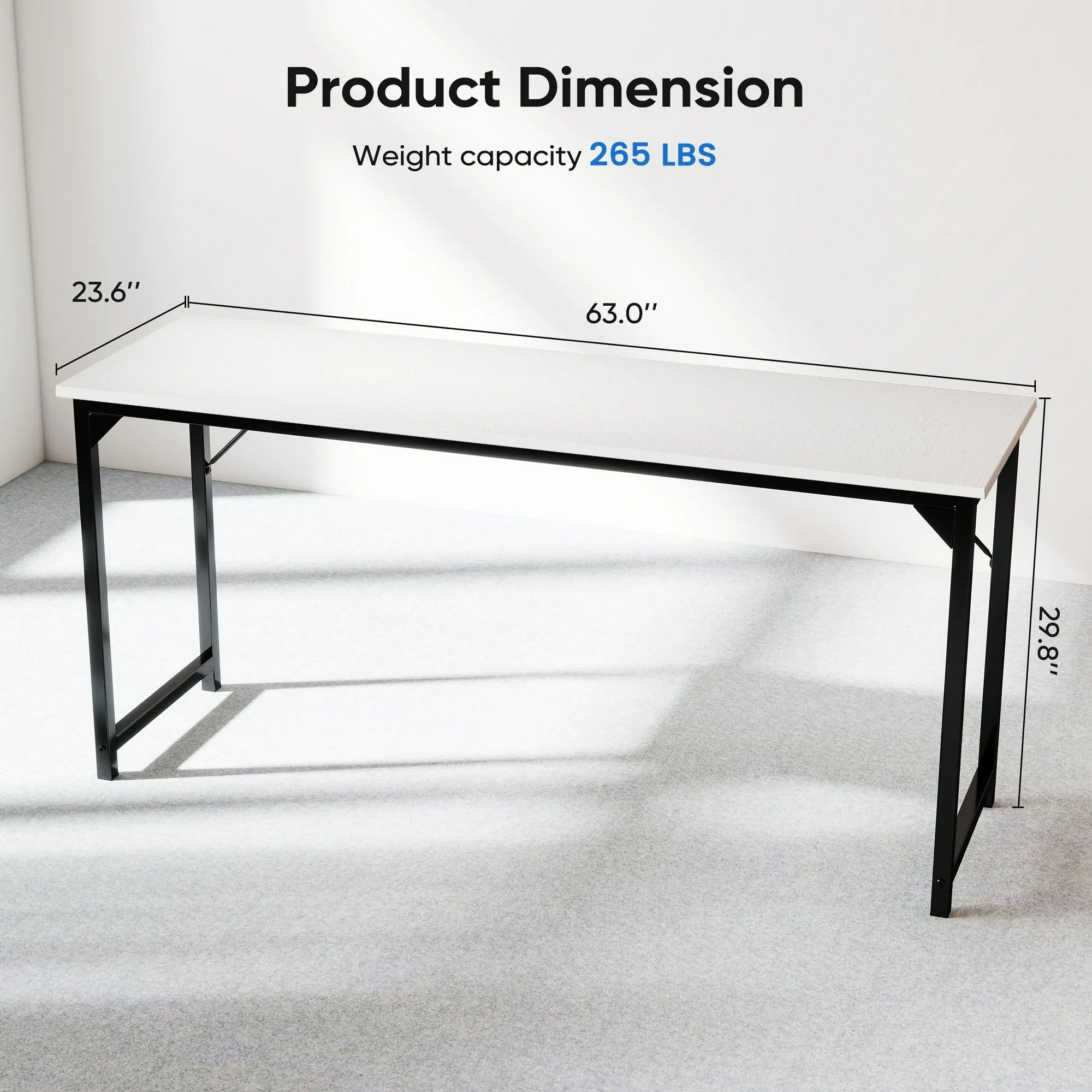 edx 63 inch Computer Desk Modern Writing Desk, Industrial Office Desk, Sturdy Laptop Table for Home Office, White