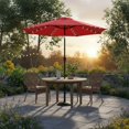 edx 10' Outdoor Patio Umbrella with Solar Led Lights, Outdoor Table Umbrella, Yard Umbrella, Market Umbrella with 8 Sturdy Ribs, Push Button Tilt and Crank