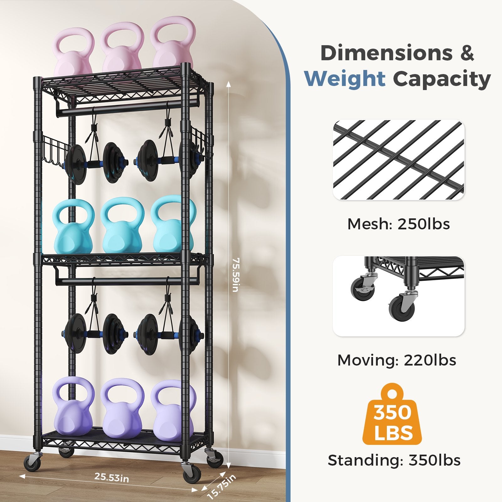 edx 3 Tier Heavy Duty Rolling Garment Rack with Lockable Rollers,Freestanding Clothing Rack
