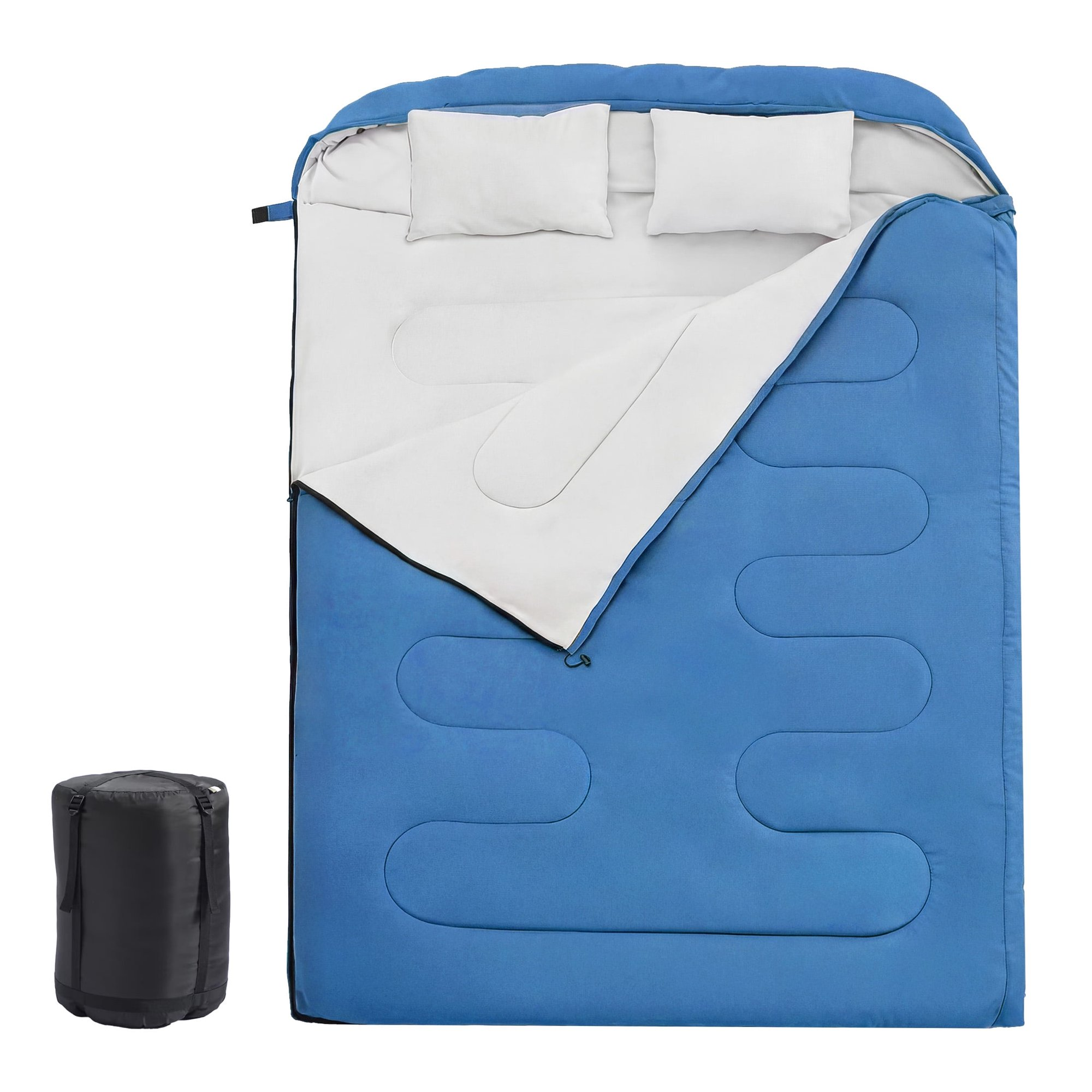 edx Double Sleeping Bag for Adults with 2 Pillows,Waterproof 2 in 1 Design,Lightweight Portable for Camping Hiking