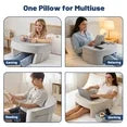 EDX Arc Shape Reading Pillow for reading, Armrest Gaming Pillow for Working, Lap Desk Pillow for Adult Sitting in Bed Sofa Floor, Grey
