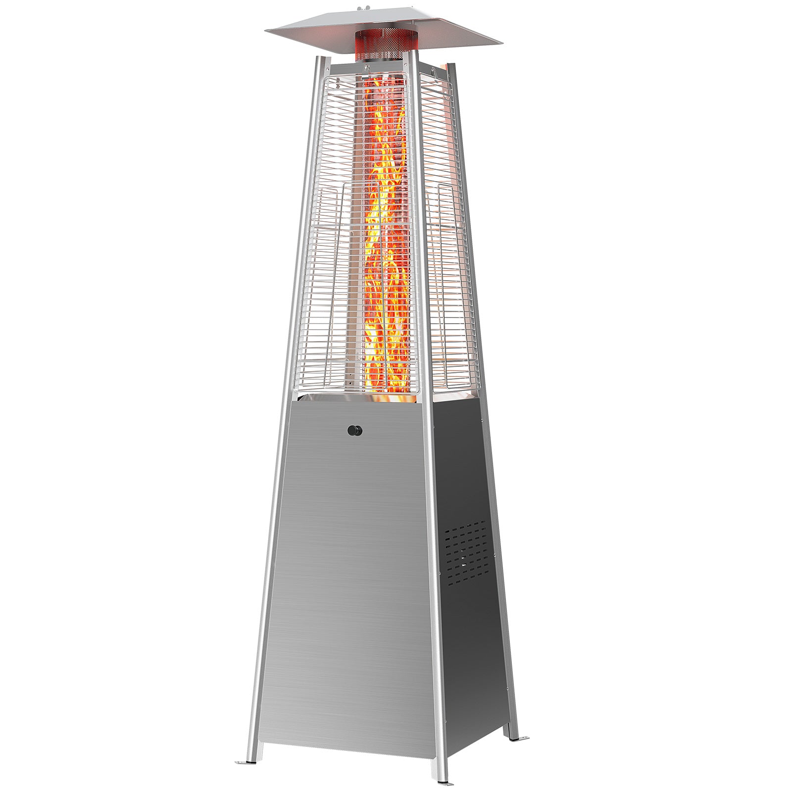 edx 42000 BTU Outdoor Propane Patio Heater Tower with Wheels, Stainless Steel