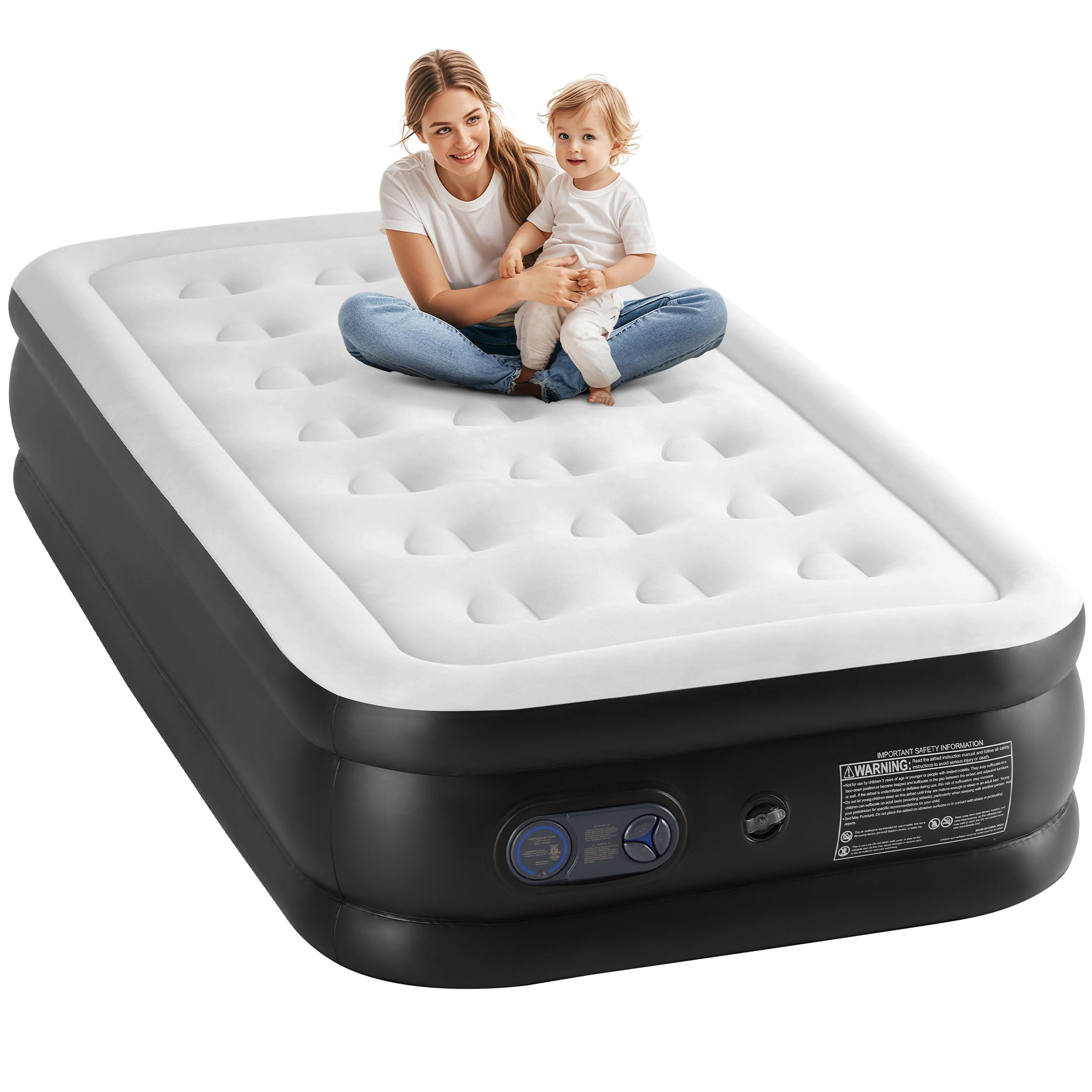 ZUNMOS Air Mattress, Portable Low Noise Colchone Inflable with Built in Pump