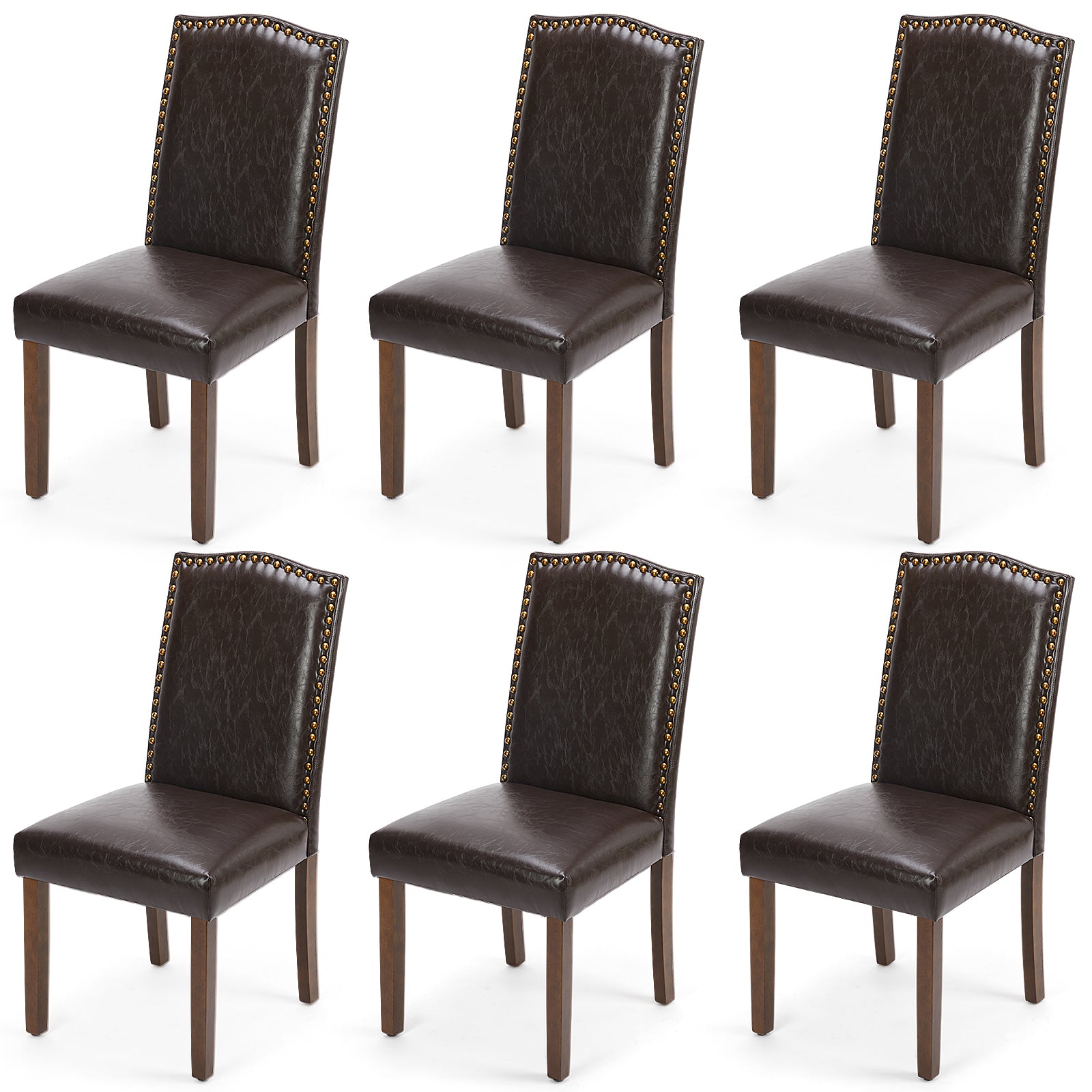 Dining Chairs ,  Premium leather cushion, Nailhead Trim, Wood Legs, Dining Room Kitchen Side Chair for Bedroom, Living Room, Dining Room