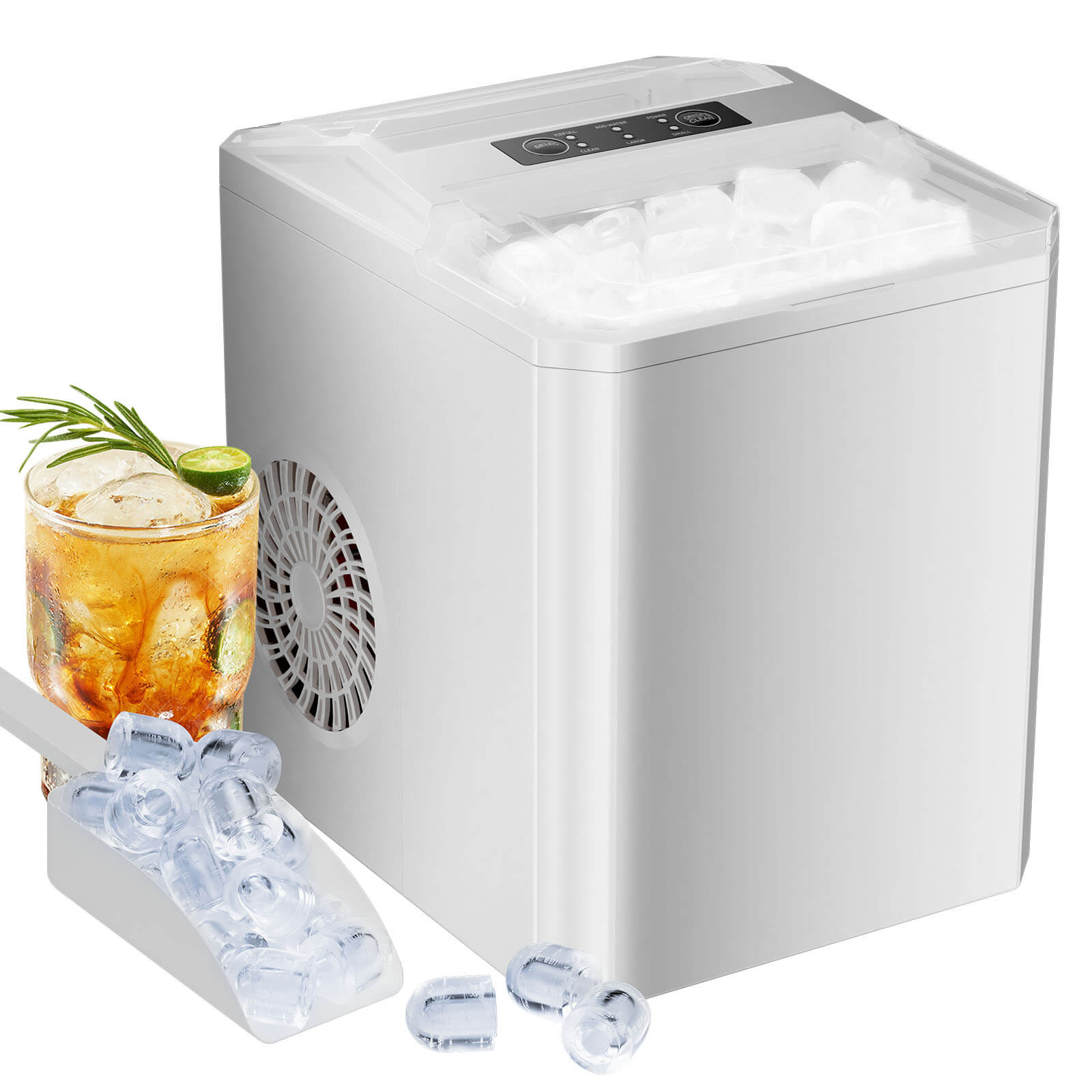 Mayoume Countertop Ice Maker, Portable Ice Machine Self-Cleaning, 9 Cubes in 6 Mins, for Home Party Office