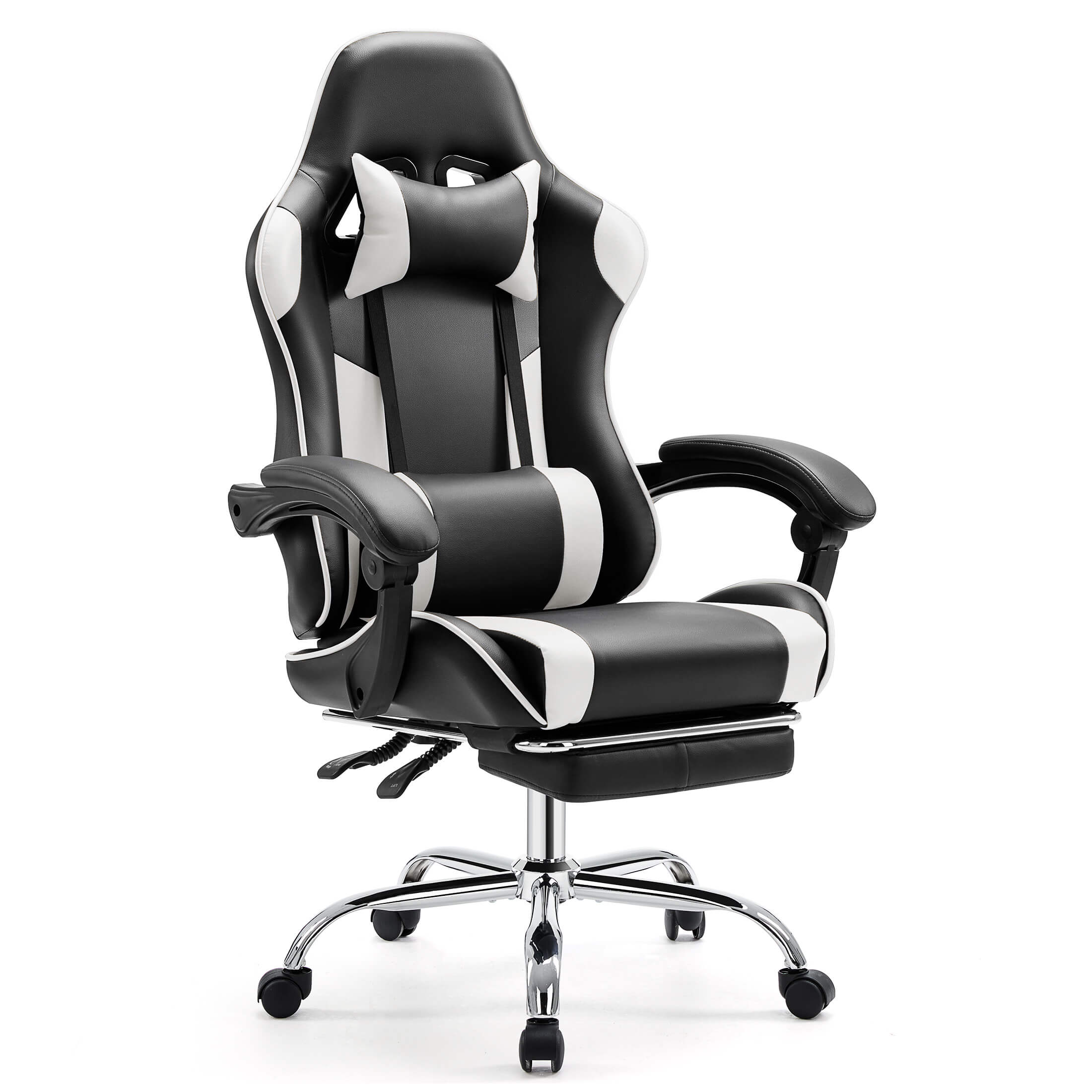 Mayoume Gaming Chair Ergonomic Office Chair With Foot Rest, Big And Tall Executive Desk Chair With Lumbar Support, Padded Arms, Computer Chair For Home Office, Bedroom