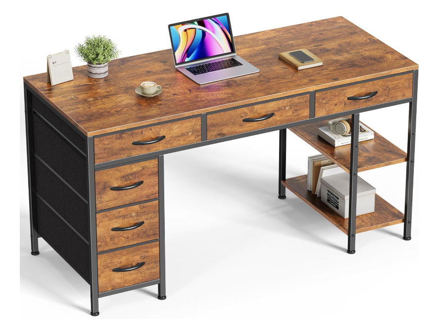 EDX Computer Desk include 6 Drawers with 2 Empty Shelves