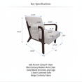 edx Accent Chair, Mid-Century Modern Arm Chair with Wood Frame, 1-Seat Cushioned Sofa for Living Room, Bedroom, Balcony
