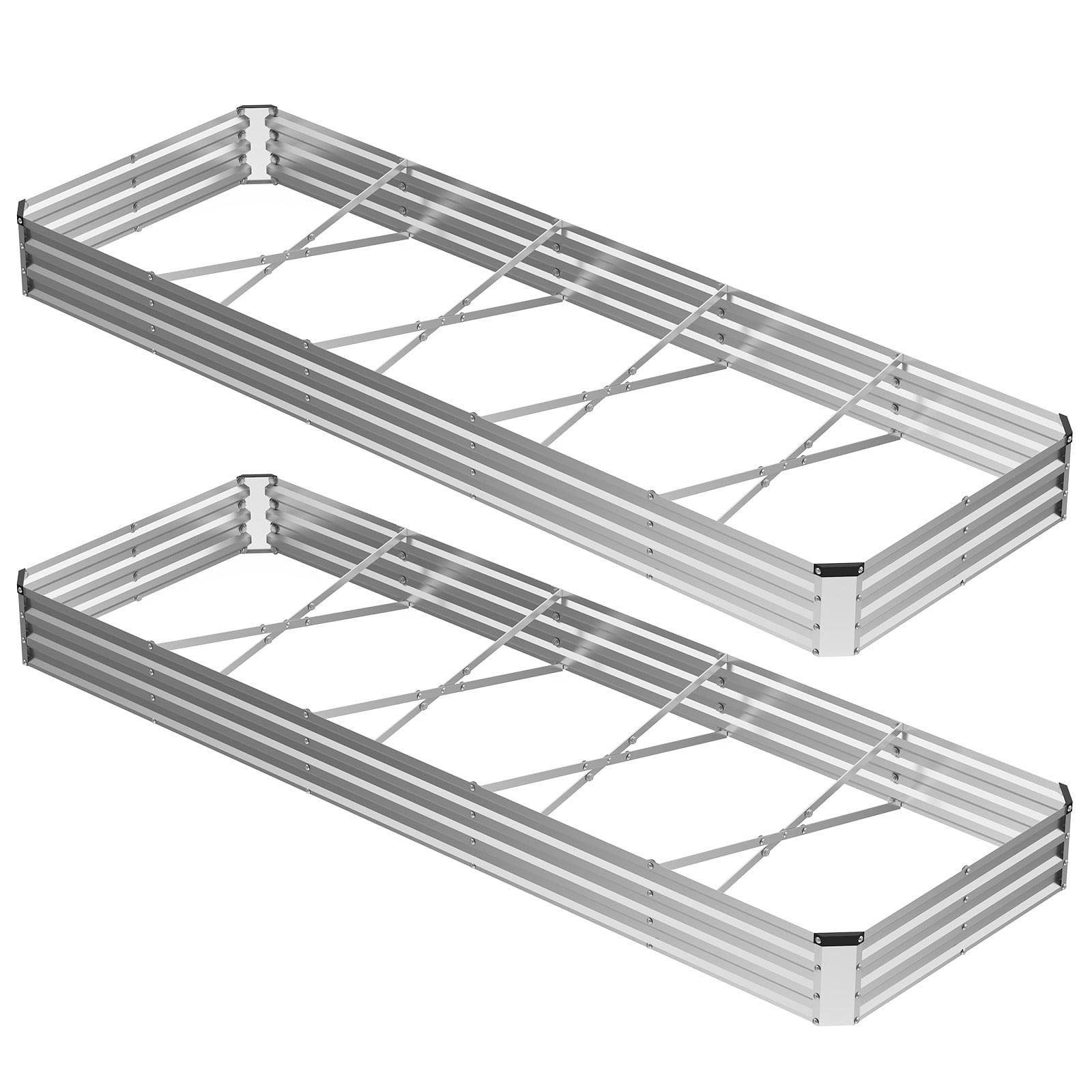 EDX Galvanized Raised Garden Bed, Outdoor Metal Planter Box Kit for Vegetables, Flowers and Herbs, Silver