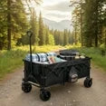 edx 440lbs Collapsible Folding Wagon Cart with Heavy Duty Steel Frame, Large Capacity Garden Wagon, All-Terrain Wheels for Camping, Sports, Shopping