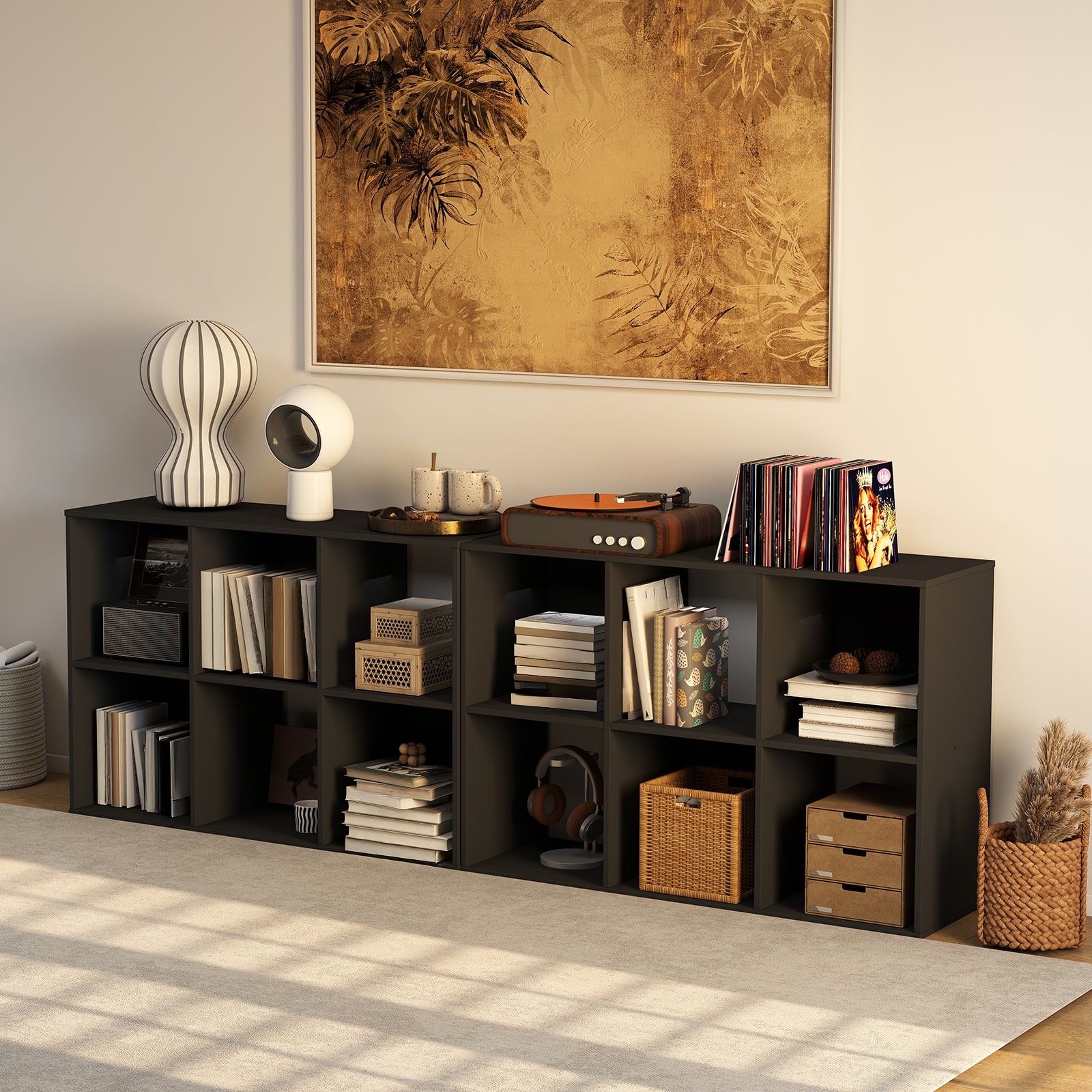 EDX Storage Organizer,  Open Cube Storage Bookcase with 3 Removable Back Panels for Living Room, Bedroom & Office