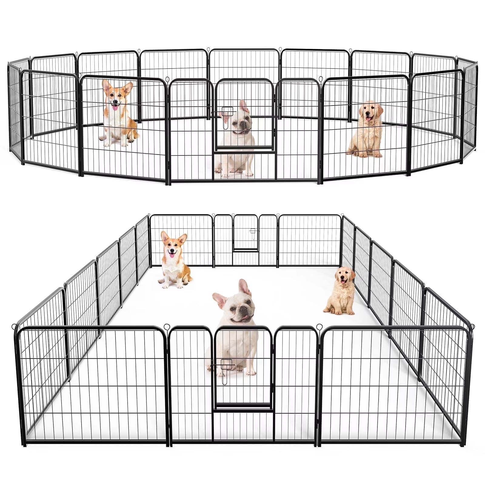 edx Dog Playpen - Collapsible Portable Pet Pen, High Metal Sport Puppy Pen with Gate for Garden, Patio, RV Camping