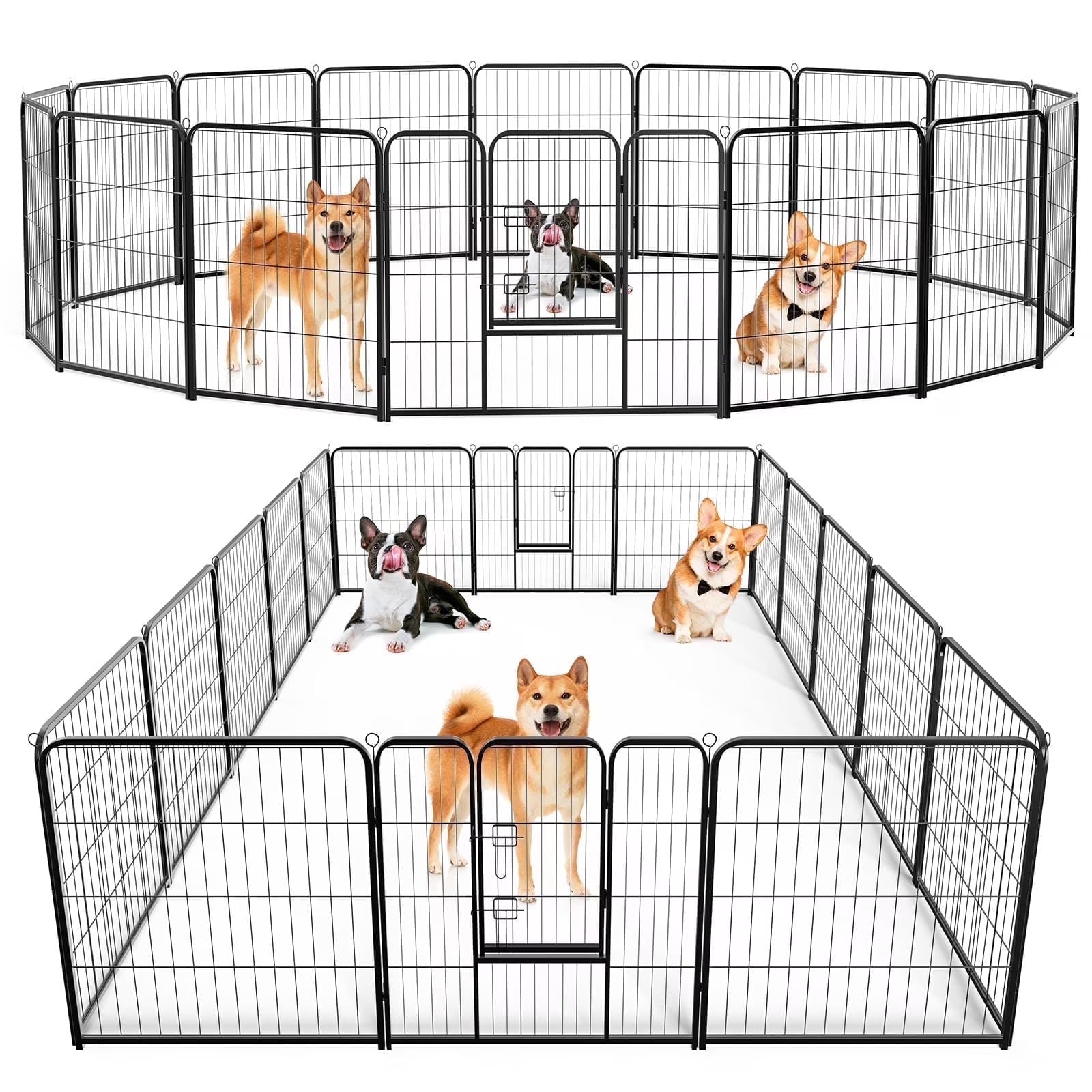 edx Dog Playpen - Collapsible Portable Pet Pen, High Metal Sport Puppy Pen with Gate for Garden, Patio, RV Camping