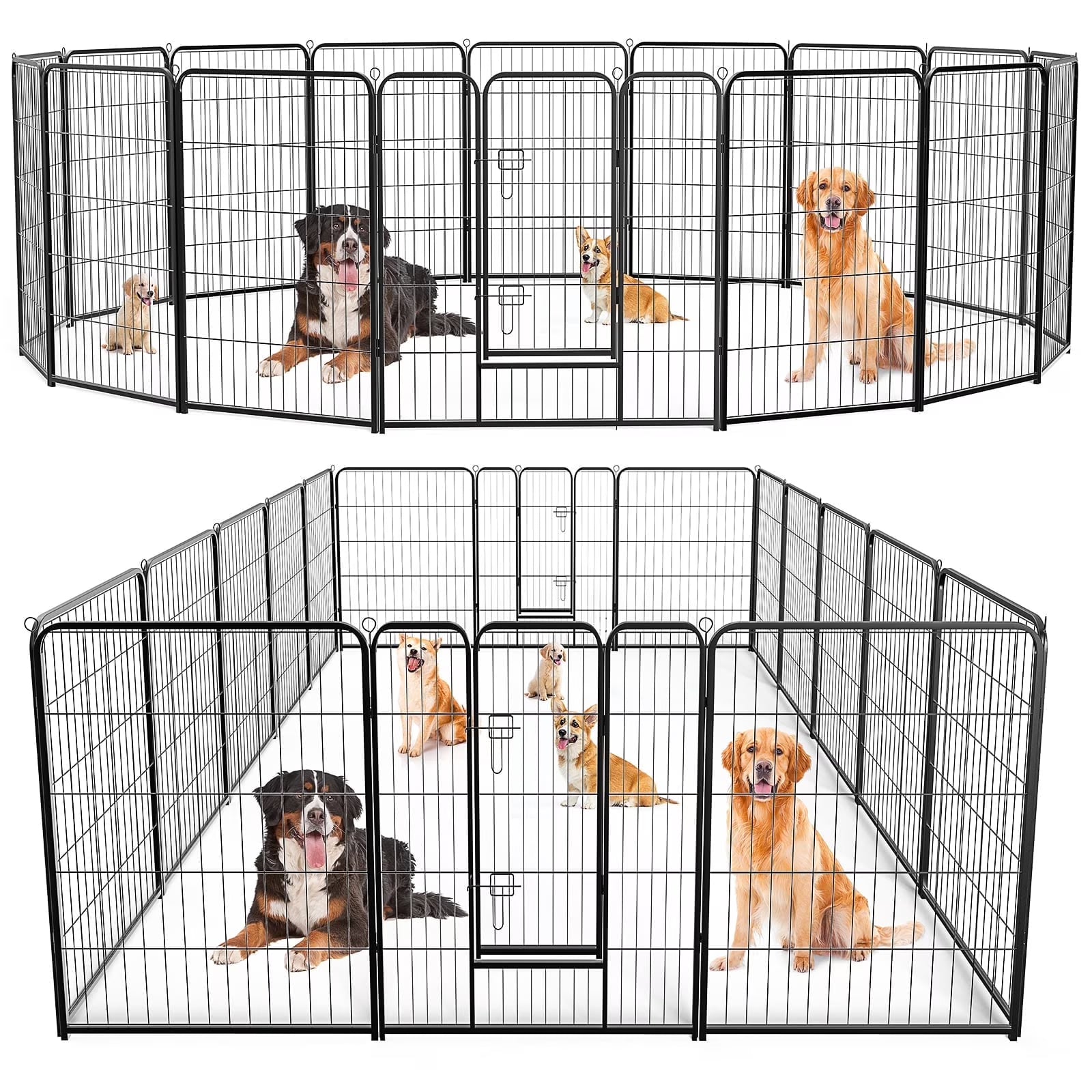 edx Dog Playpen - Collapsible Portable Pet Pen, High Metal Sport Puppy Pen with Gate for Garden, Patio, RV Camping