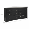 EDX 59in Wood Dresser 6 Drawer, Brown Dresser for Bedroom, Vintage Dressers, Chest of Drawers for Living Room