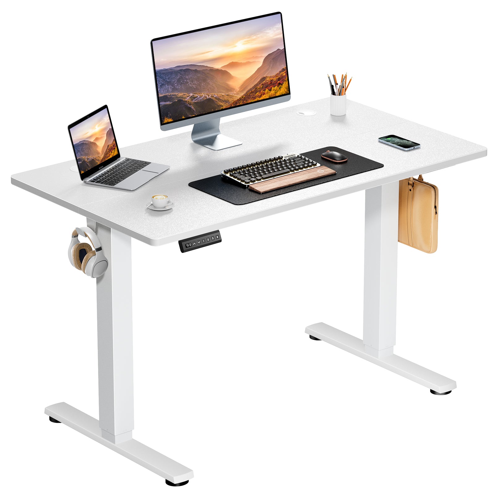 edx Electric Standing Desk & Computer Office Chair Set, Height Adjustable Desk & Desk Chair, Ergonomic Stand up Desk with Memory Preset for Home Office