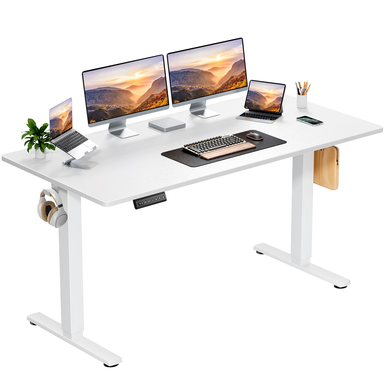 edx Electric Standing Desk & Computer Office Chair Set, Height Adjustable Desk & Desk Chair, Ergonomic Stand up Desk with Memory Preset for Home Office