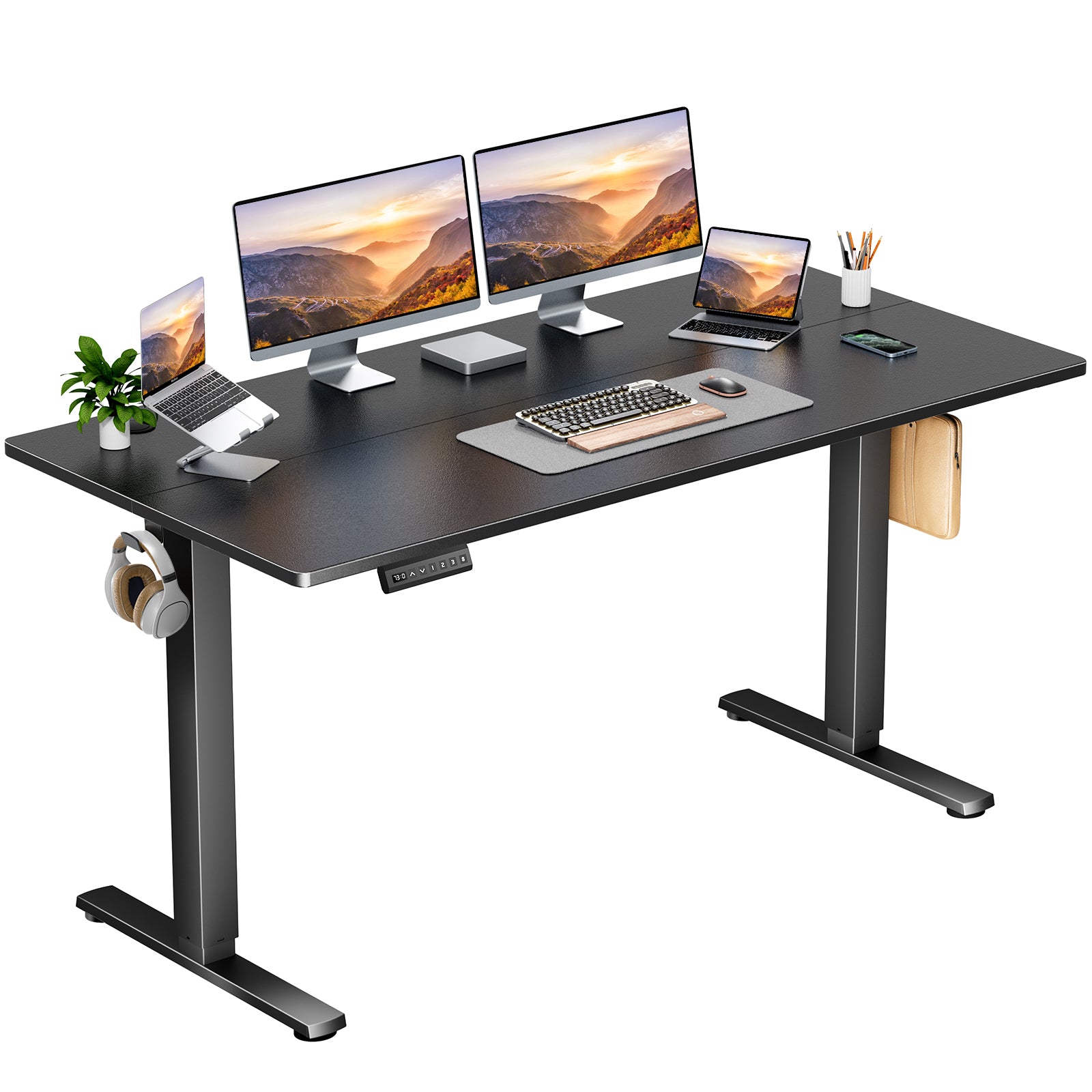 edx Electric Standing Desk & Computer Office Chair Set, Height Adjustable Desk & Desk Chair, Ergonomic Stand up Desk with Memory Preset for Home Office