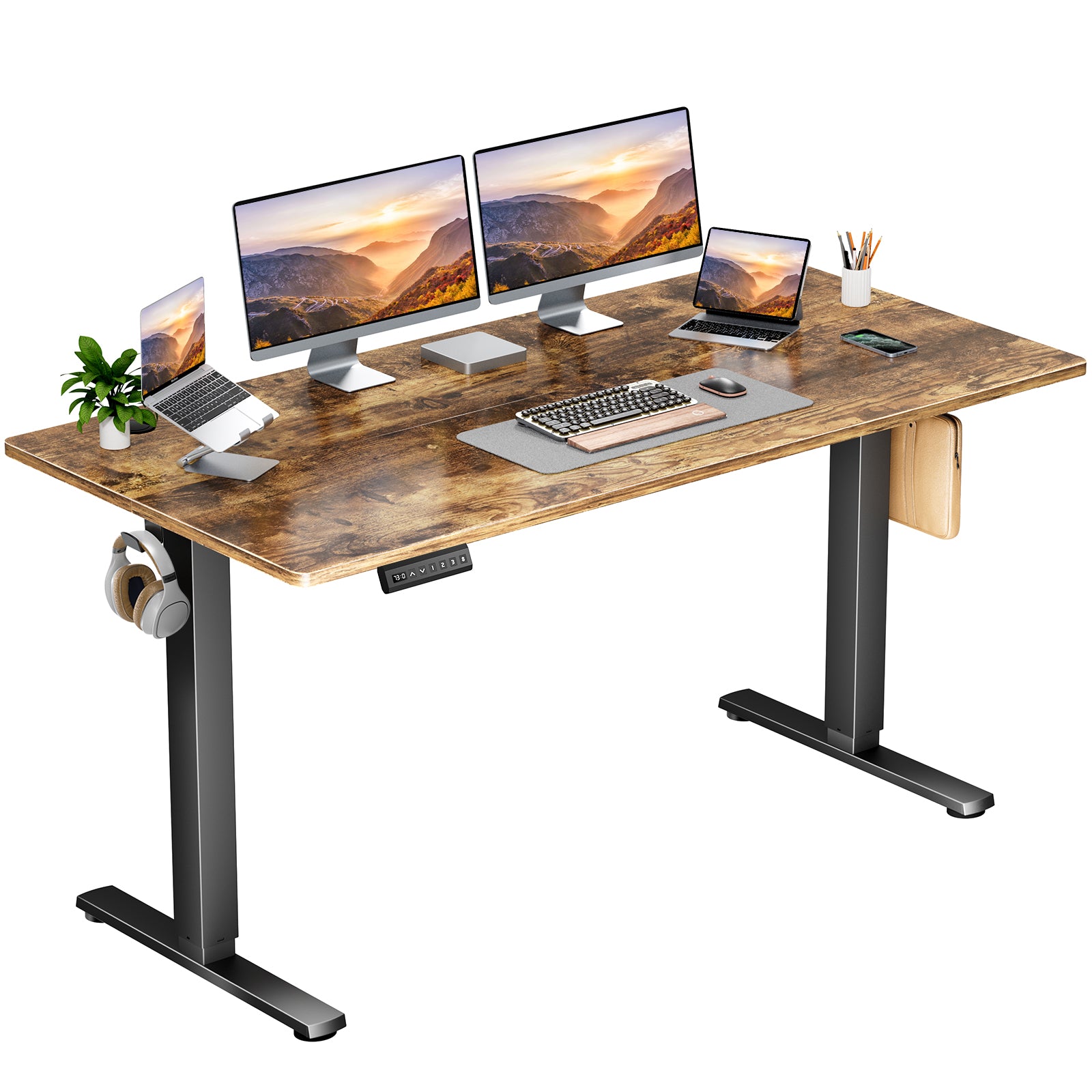 edx Electric Standing Desk & Computer Office Chair Set, Height Adjustable Desk & Desk Chair, Ergonomic Stand up Desk with Memory Preset for Home Office