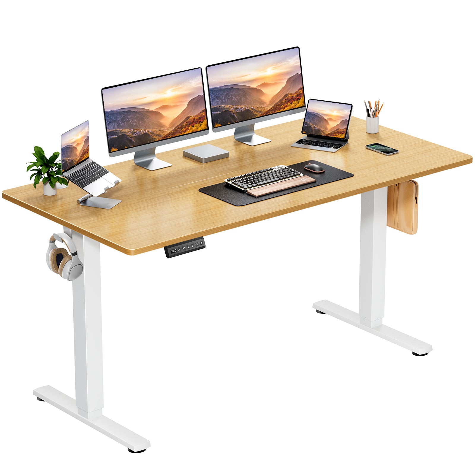 edx Electric Standing Desk & Computer Office Chair Set, Height Adjustable Desk & Desk Chair, Ergonomic Stand up Desk with Memory Preset for Home Office