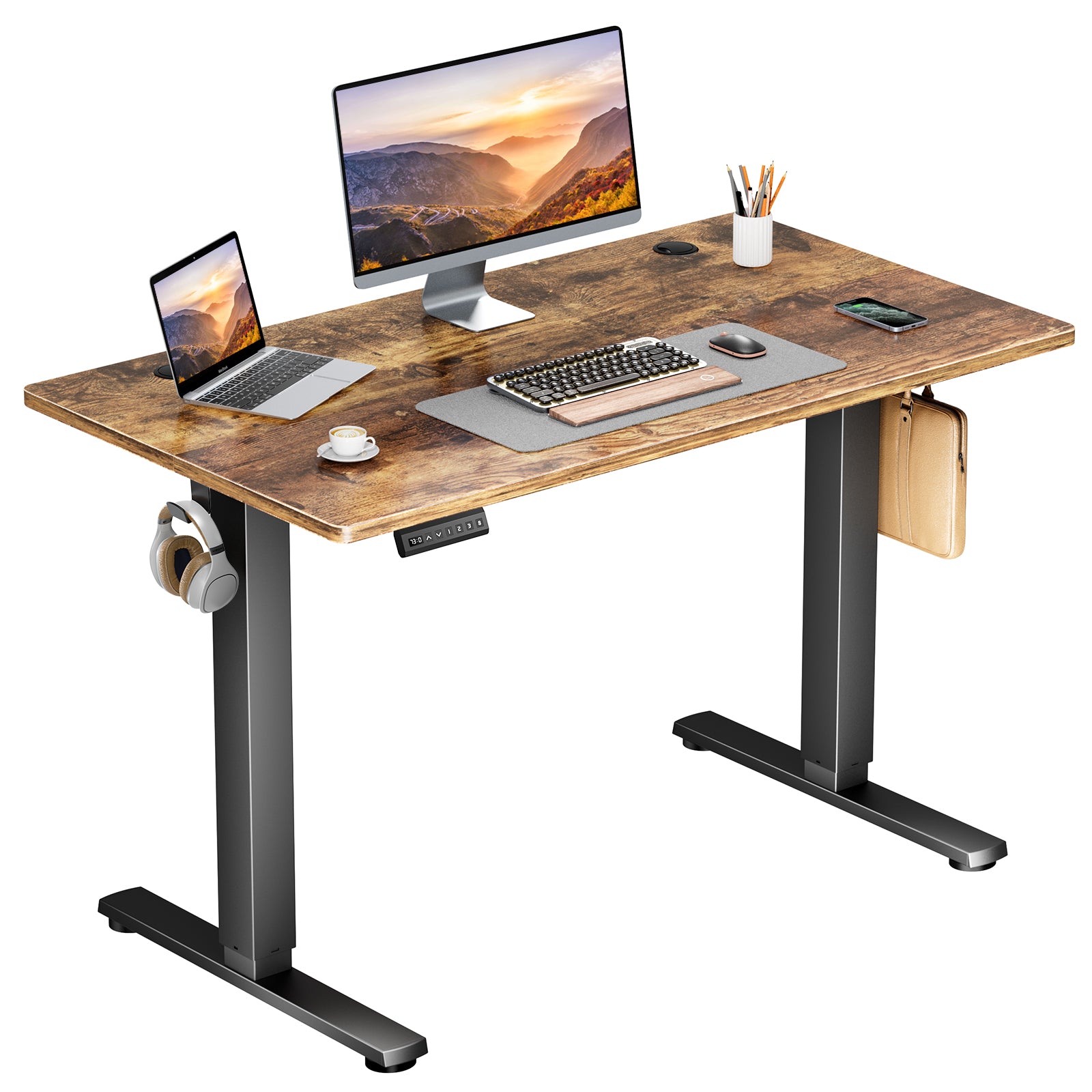 edx Electric Standing Desk & Computer Office Chair Set, Height Adjustable Desk & Desk Chair, Ergonomic Stand up Desk with Memory Preset for Home Office