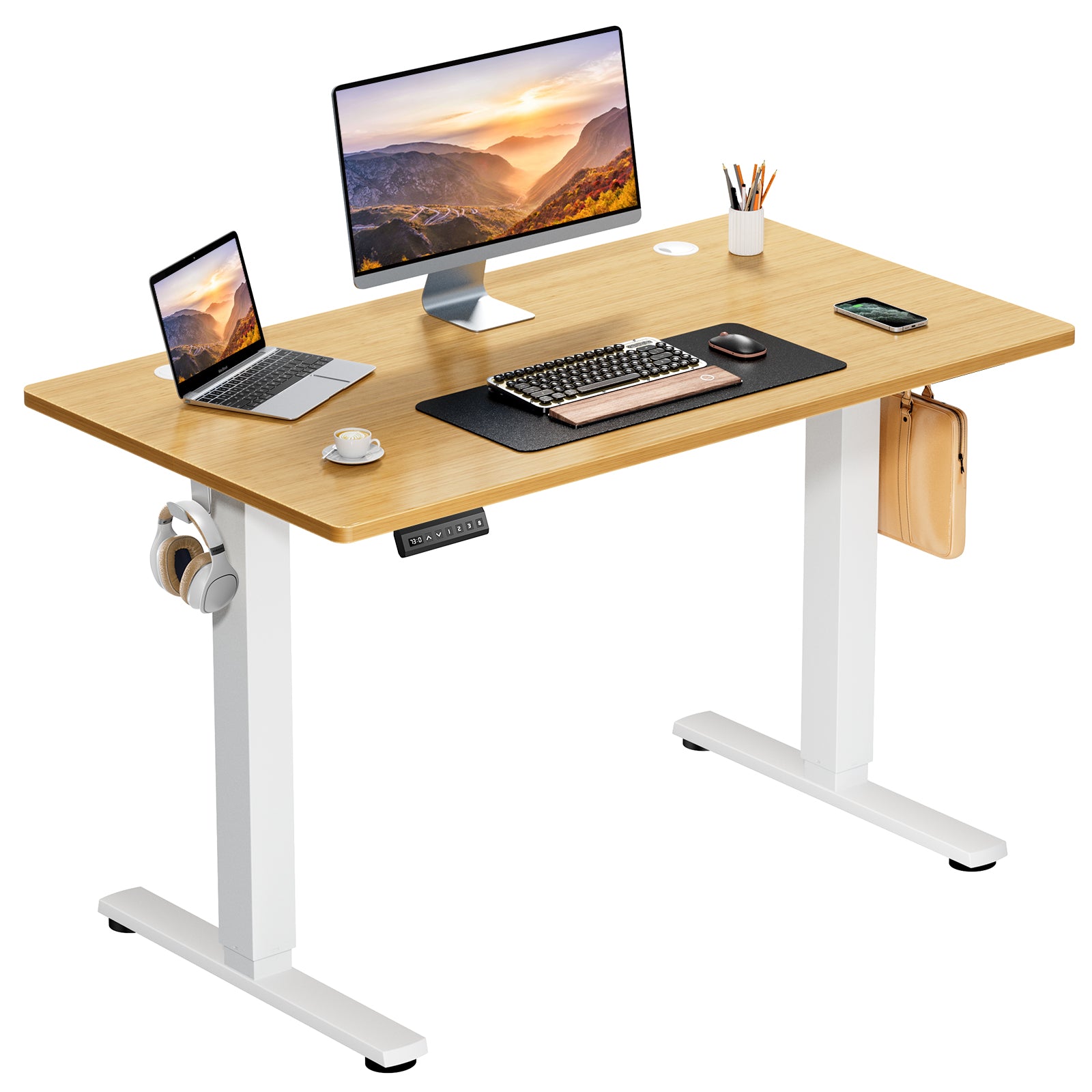 edx Electric Standing Desk & Computer Office Chair Set, Height Adjustable Desk & Desk Chair, Ergonomic Stand up Desk with Memory Preset for Home Office