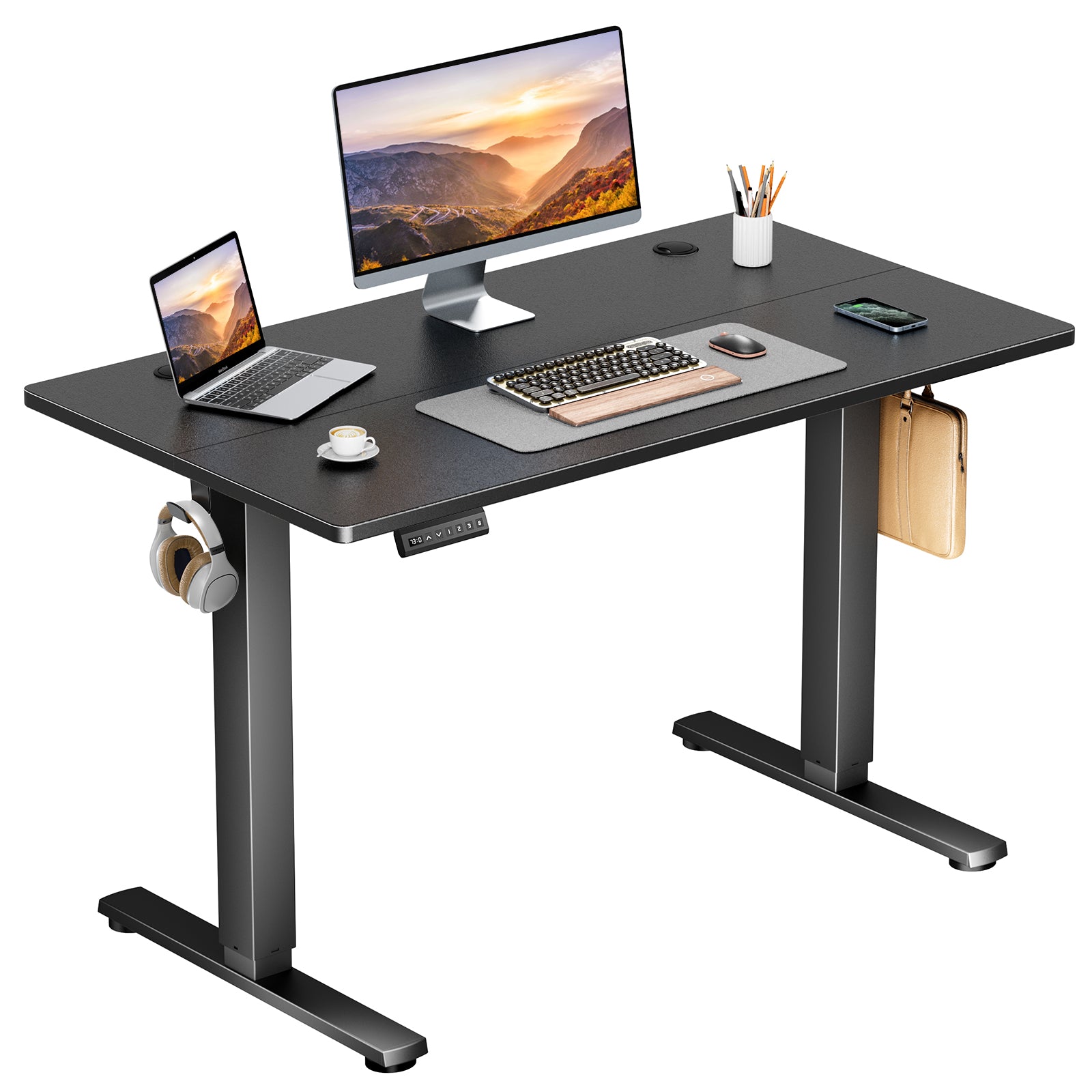 edx Electric Standing Desk & Computer Office Chair Set, Height Adjustable Desk & Desk Chair, Ergonomic Stand up Desk with Memory Preset for Home Office